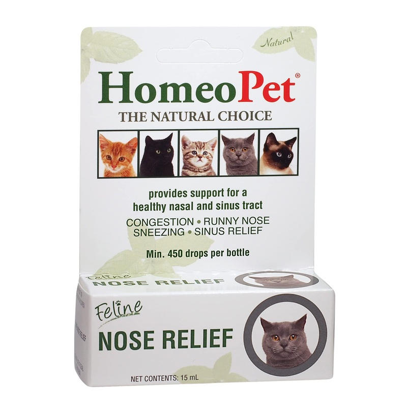 HomeoPet Feline Nose Relief Natural Pet Medicine, Nasal and Sinus-Tract Support for Cats of All Ages, 15 Milliliters One Size