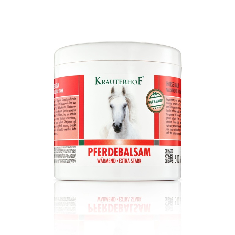 Kruterhof Horse Balm Warming & Extra Strong – Warming massage gel for tired muscles and joints with a warming effect, for the care of sore muscles, back tension and joint problems