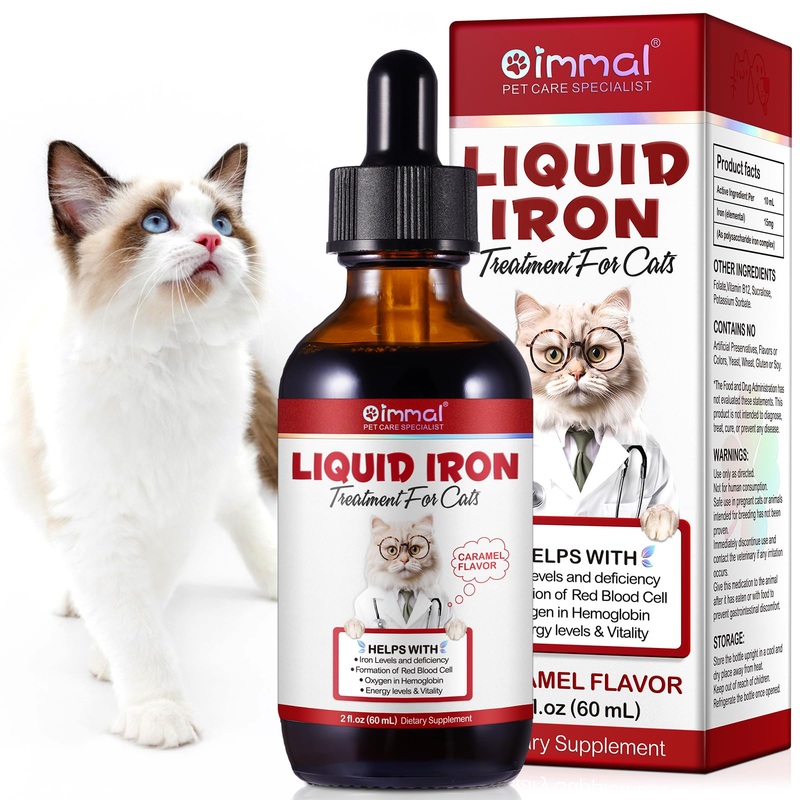 Liquid Iron Supplements for Cats,LiquiI Iron with Vitamin C and B12,Supports Anemia, Low Enery Levels and Lethargy,Promotes Blood Health, Helps with Formation of Red Blood Cell