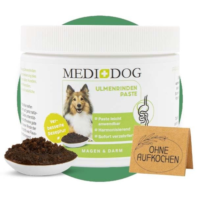 MEDIDOG 500g premium elm bark paste for dogs, ready to eat, better digestion, for eating stool, heartburn, diarrhea, slippery elm bark