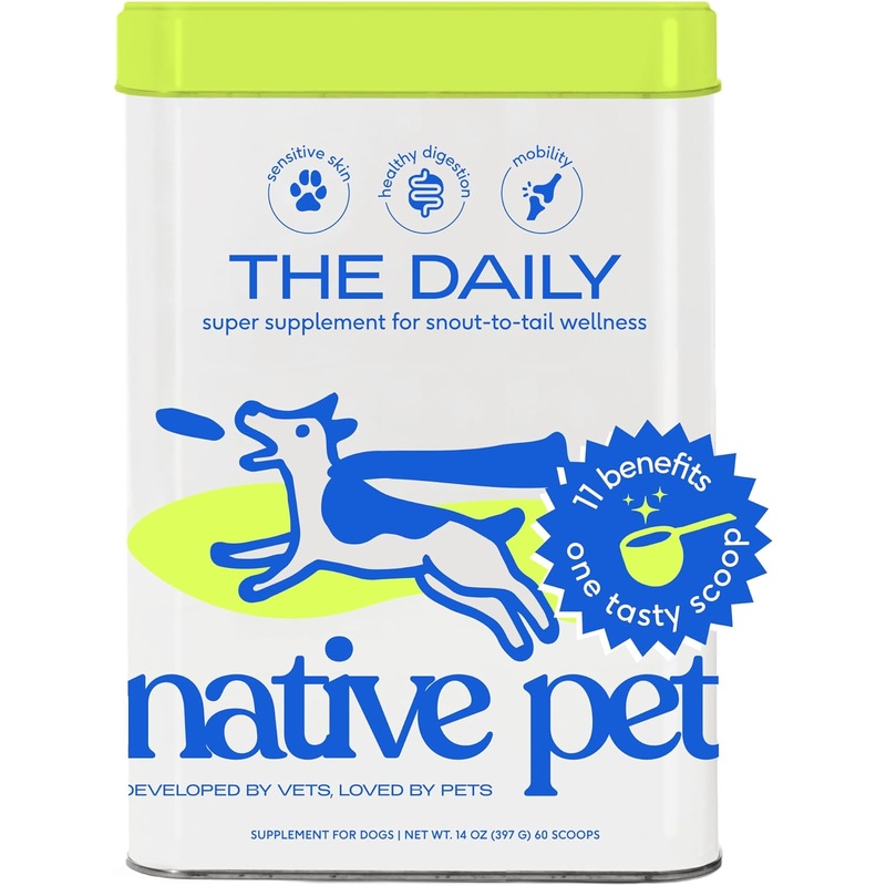 Native Pet | The Daily Dog Supplement | 10 in 1 Multivitamin for Dogs | Dog Vitamins and Supplements | Supplement for Mobility, Energy, Gut, Skin & Coat | 16 Active Ingredients | 3.9 oz