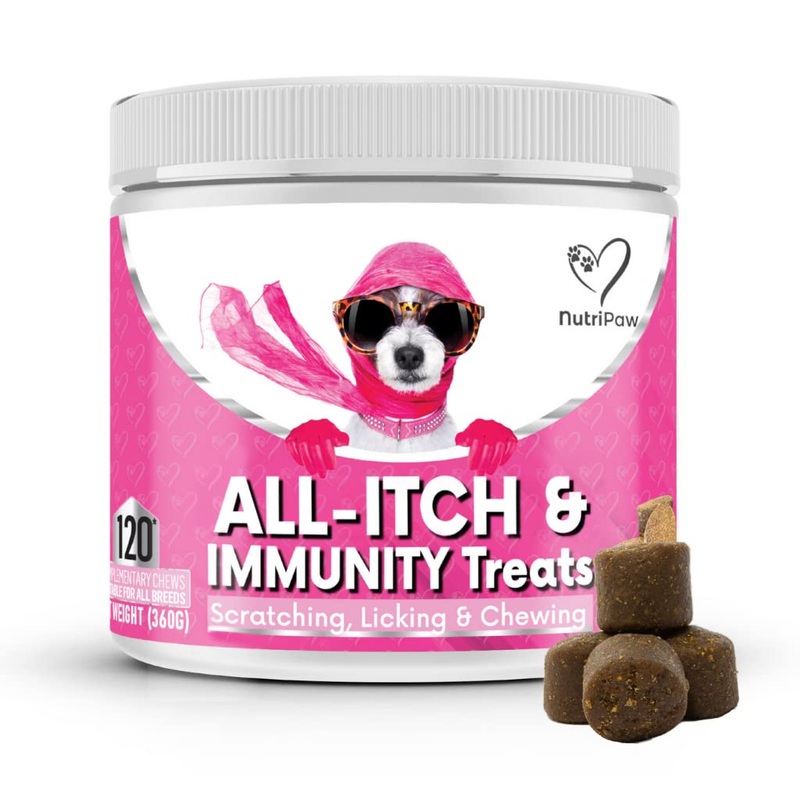 NutriPaw All-Itch Immunity Treats For Dogs – Soothe Itchy Paws, Eyes, Ears, Skin – Stop Itching, Licking, Scratching – Perfect for Small, Medium & Large Dogs – Supports Seasonal Itching