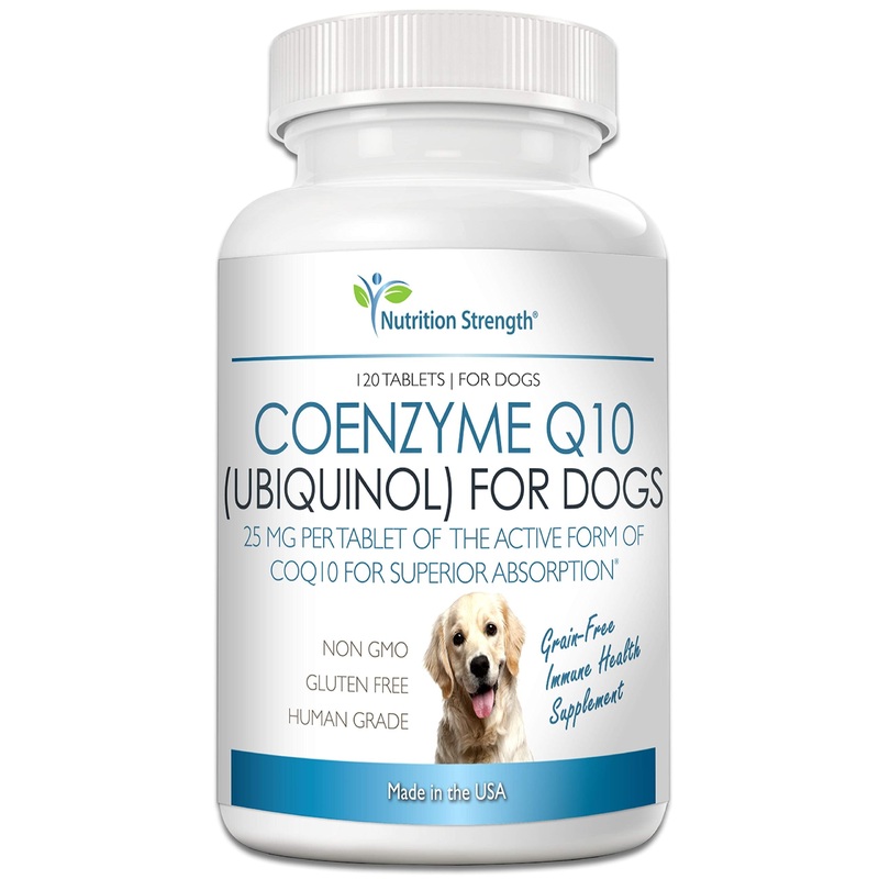 Nutrition Strength Coenzyme Q10 for Dogs Grain-Free Supplement, Ubiquinol – The Electron-Rich Form of CoQ10, Promotes Heart Health, Cognitive and Energy Support for Dogs, 120 Chewable Tablets