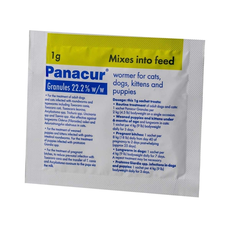 Panacur 22% Granules for Cats & Dogs, 1g, 3 sachets
