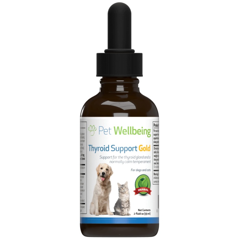 Pet Wellbeing Herbal Thyroid Support for Cats – Hyperthyroidism in Cats + Healthy Thyroid + Normal Appetite & Thirst + Healthy Coat – Liquid Supplement with Lemon Balm, Rehmannia root, Skullcap – 2 oz