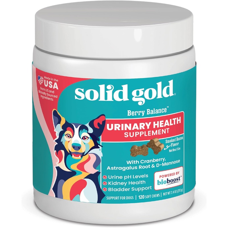Solid Gold Cranberry Supplement for Dogs & Cats for Urinary Tract Health – Berry Balance UTI + Bladder + Kidney Support for Cats and Dogs with Antioxidants Chews