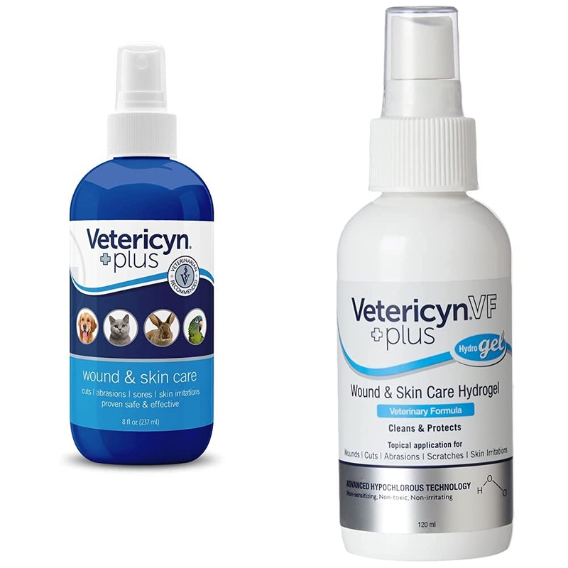 Vetericyn Wound and Skincare – Liquid Spray – 236ml & Plus VF Wound and Skin Care Hydrogel, 120 ml
