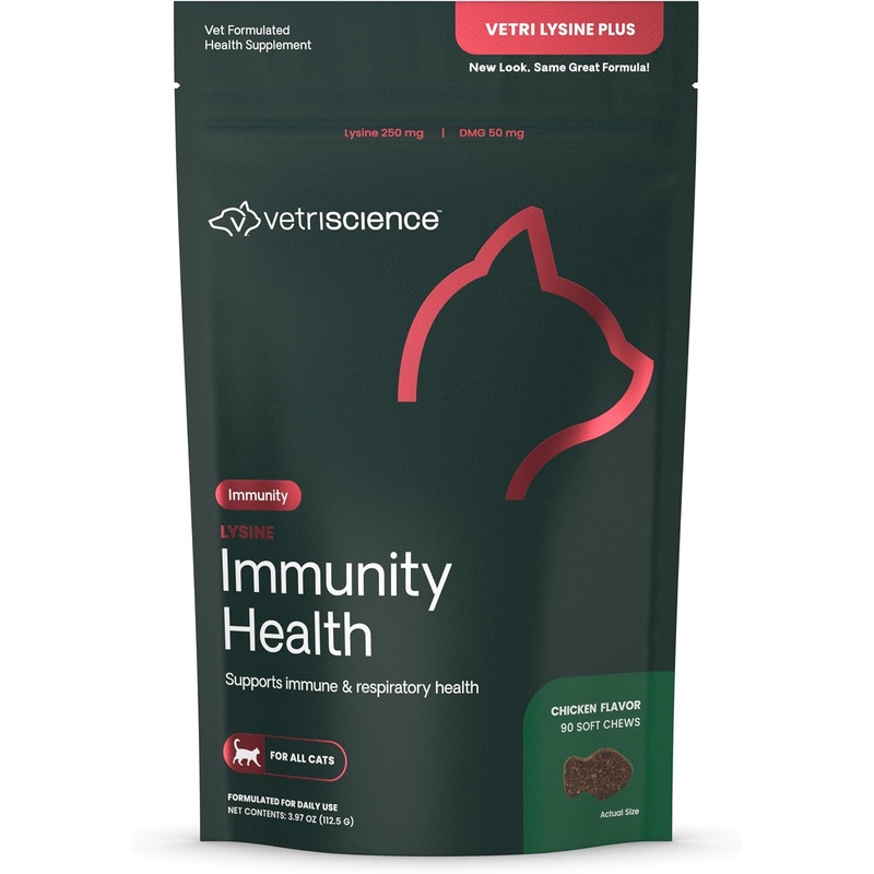 VetriScience Laboratories – Vetri Lysine Plus, Immune Support Supplement for Cats, 90 Bite Sized Chews