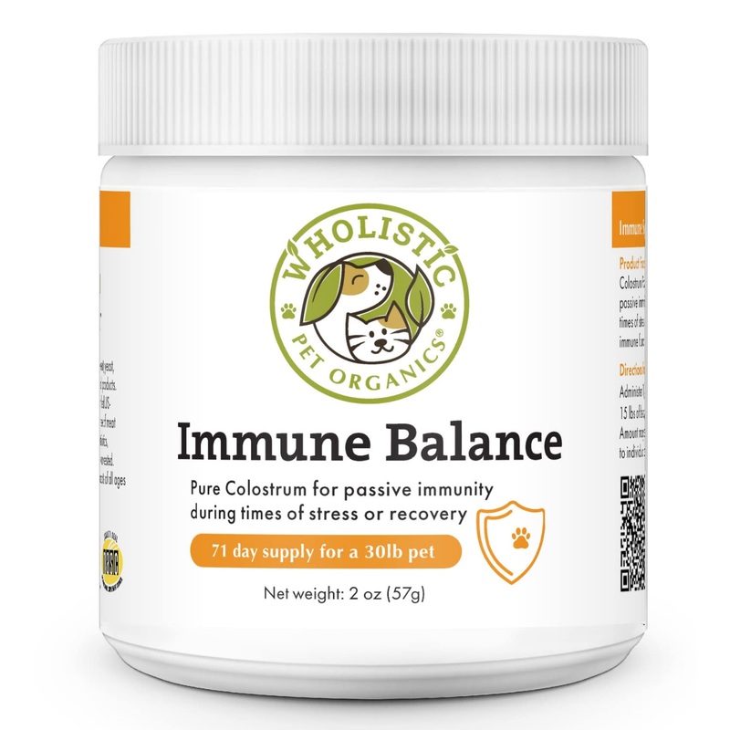 Wholistic Pet Organics: Bovine Colostrum Powder for Dogs and Cat Organic Dog Immune Supplement for Allergy and Itch Relief Colostrum for Puppies Allergy Medication for Dogs (2 oz) 2 oz