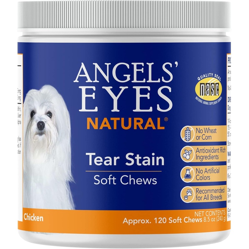 ANGELS’ EYES Tear Stain Sweet Potato 120 Count and Tear Stain Remover Wipes Starter Kit,SPC120Wipes
