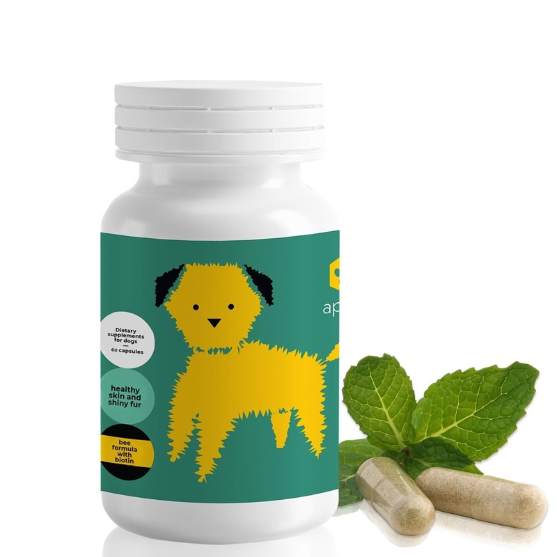 ApiPet Skin – Bee Pollen, Propolis & Biotin Supplement for Dogs – Supports Healthy Skin & Soft Shiny Coats – Itchy Allergy Relief – Vitamin Rich Pet Formula for Immune System Support – 60 Capsules
