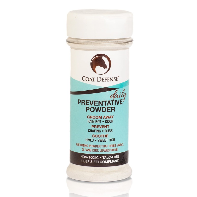 Coat Defense Daily Preventative Powder for Horses – Safe & Effective Equine Sweet Itch, Skin Funk, Scratches, & Rain Rot Treatment – Dry Shampoo for Horses, 8 oz Formula with All Natural Ingredients