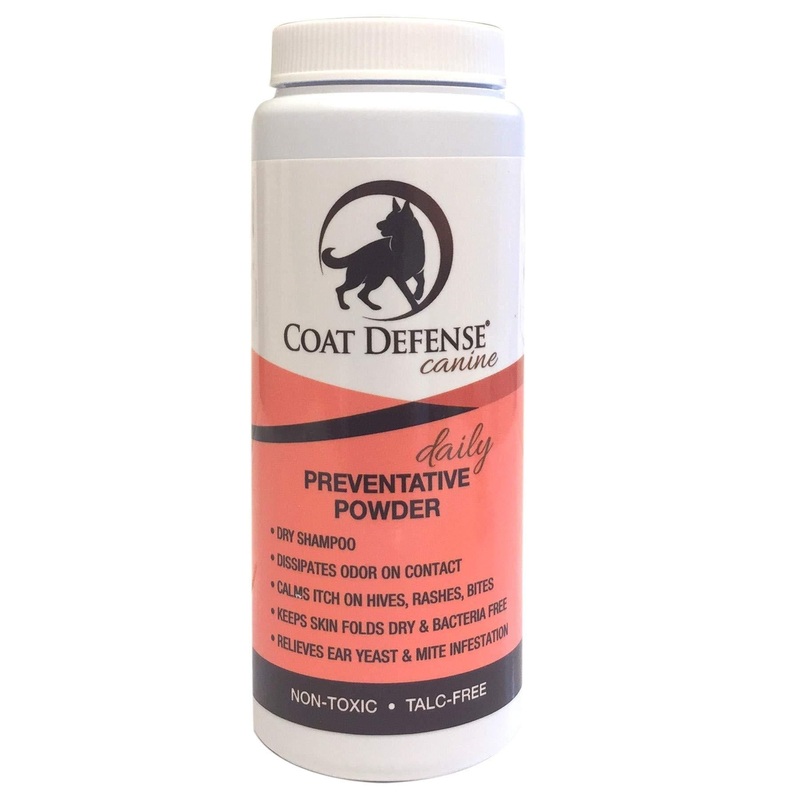 Coat Defense Dog Daily Preventative Powder |  Treats and Prevents Hot Spots, Itchy Skin,  Bacterial and  Fungal  Skin Conditions,  | Excellent Waterless Dry Shampoo  |  6 Ounce Powder | Made In USA