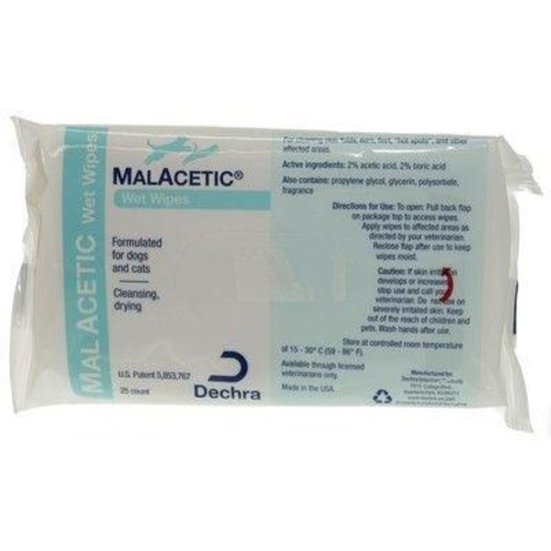 Dechra MalAcetic Wet Wipes for Dogs & Cats 25 Count (Pack of 1)