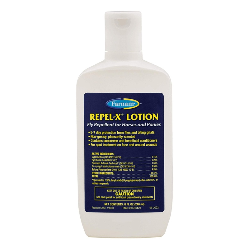 Farnam Repel-X Lotion Fly Repellent for Horses and Ponies, 8 ounce lotion (19903)