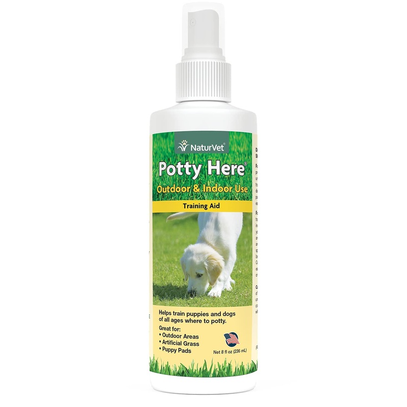 NaturVet  Potty Here Training Aid Spray  Attractive Scent Helps Train Puppies & Dogs Where to Potty  Formulated for Indoor & Outdoor Use 8 oz