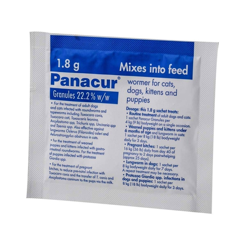 Panacur 22% Granules for Cats & Dogs, 1.8g, 3 sachets