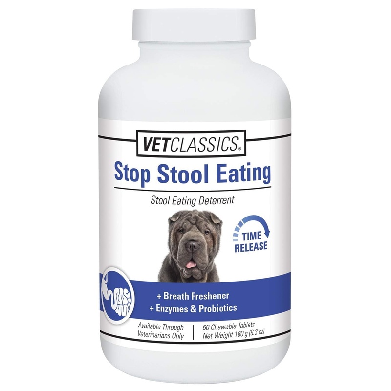 Vet Classics Stop Stool Eating Pet Health Supplement for Dogs  Dog Breath Freshener  Stops Dogs from Eating Stool  Enzymes, Probiotics 60 Chewablet Tablets
