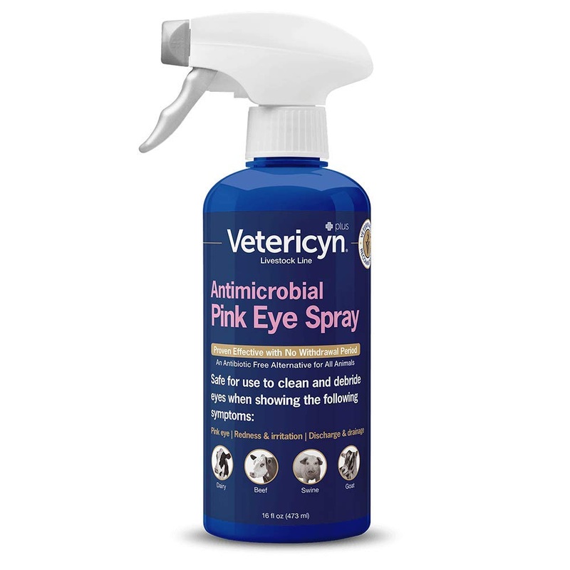 Vetericyn Plus Pink Eye Spray. Safe and Effective Relief for Redness, Irritation, Discharge and Drainage. No Stinging or Burning. for Cats, Dogs, Livestock and More. (16 oz 473 mL)