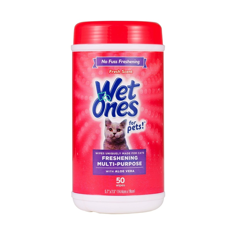 Wet Ones for Pets Freshening Multipurpose Wipes for Cats with Aloe Vera | Easy to Use Cat Cleaning Wipes, Freshening Cat Grooming Wipes for Pet Grooming in Fresh Scent | 50 ct Cannister Cat Wipes 50 Count