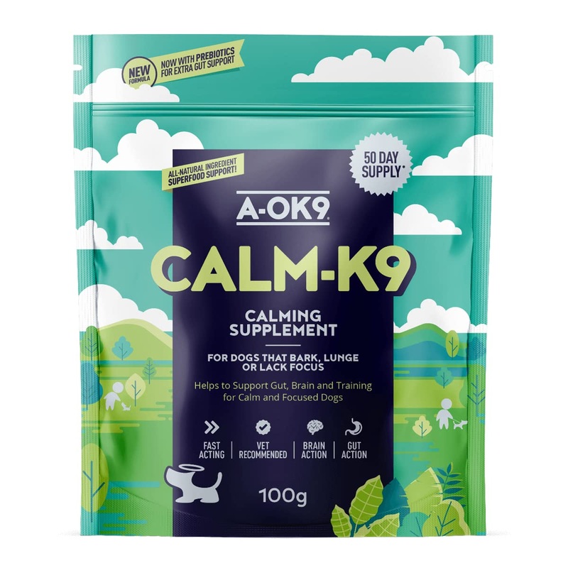 A-OK9 Calm-K9 | Calming Supplement for Dogs with Anxiety, Stress or Barking Troubles | Natural Ingredients. All Ages & Breeds Superfoods & Dog Supplements 1 pouch