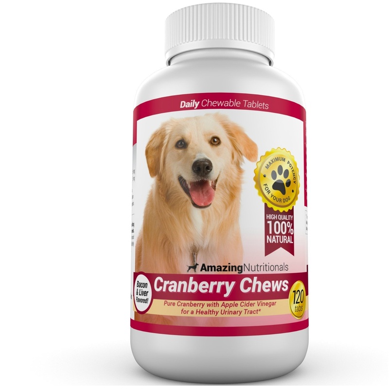 Amazing Cranberry for Dogs Pet Antioxidant, Urinary Tract Support Prevents and Eliminates UTI in Dogs, 120 Chews 1 Bottle