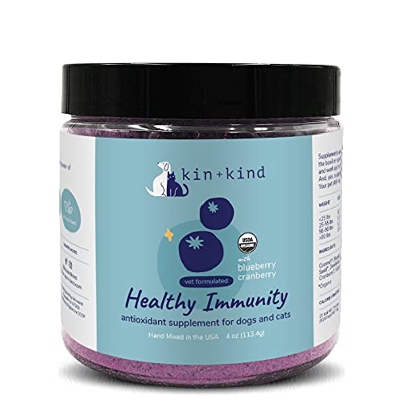 kin+kind Dog Supplement Powder – Cranberry Supplement for Dogs and Cats for Healthy Immunity – Cat & Dog Bladder Support – Natural Formula with Organic Cranberry, Blueberry and Coconut – Made in USA 4 Ounce (Pack of 1)