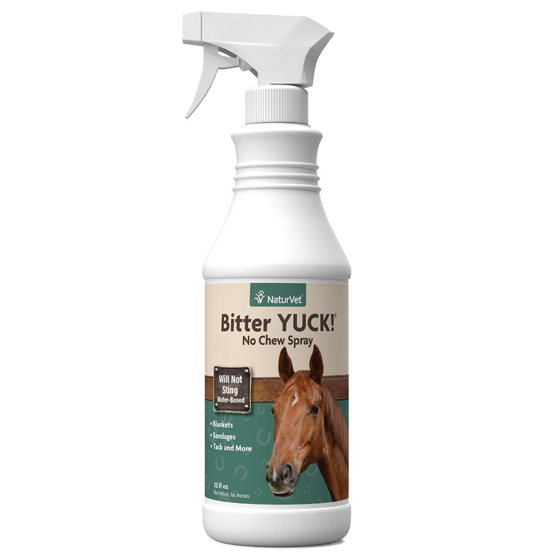 NaturVet  Bitter YUCK – No Chew Spray For Horses  Deters Chewing On Tails, Manes, Bandages, Wounds & More  Water Based Formula Does Not Sting or Stain  32 oz