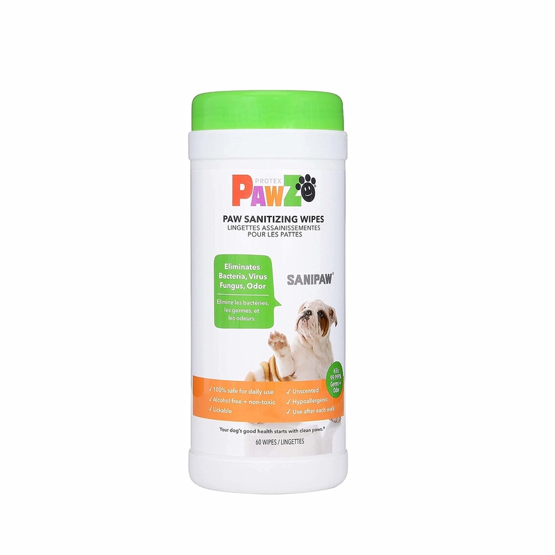 PAWZ Protex SaniPaw Odor Eliminating Dog Paw Wipes (60 Wipes) Cleansing Dog Grooming Wipes, Simple & Safe Lickable Ingredients – Paw Cleaner for Dogs, Pet Wipes 60 Count (pack of 1)