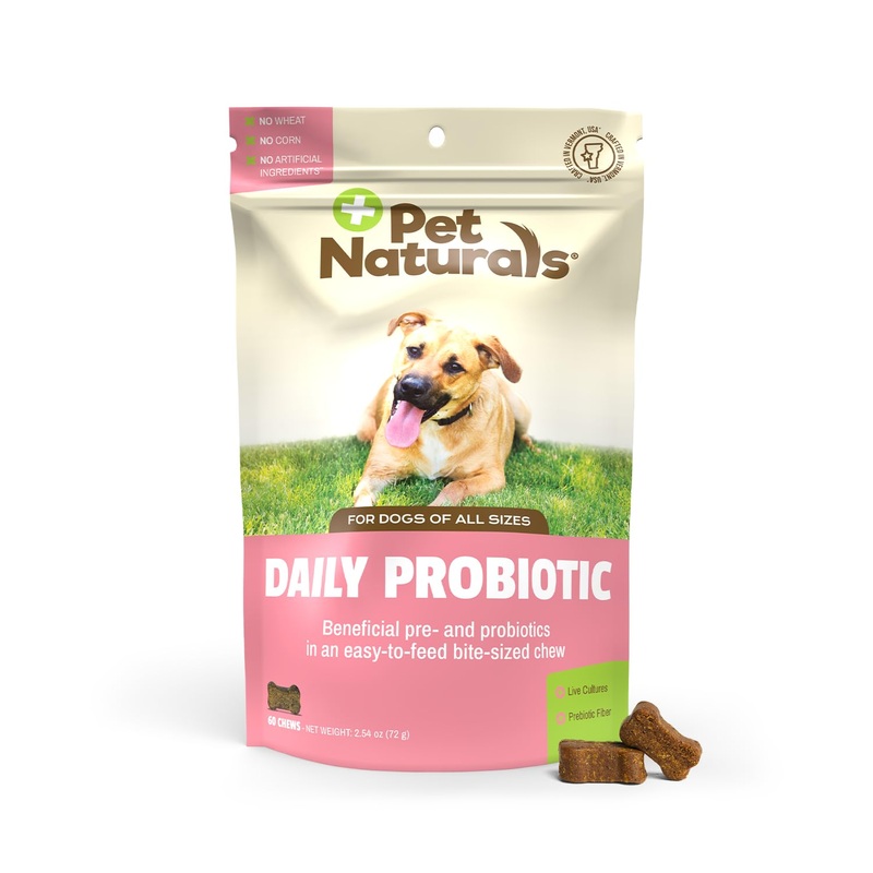 Pet Naturals Daily Probiotic for Dogs, 120M CFUs – Pre and Probiotics for Dogs Digestive Health, Gut Health, Immune Support, Diarrhea, Allergies and Itching – 60 Chews, Duck Flavor