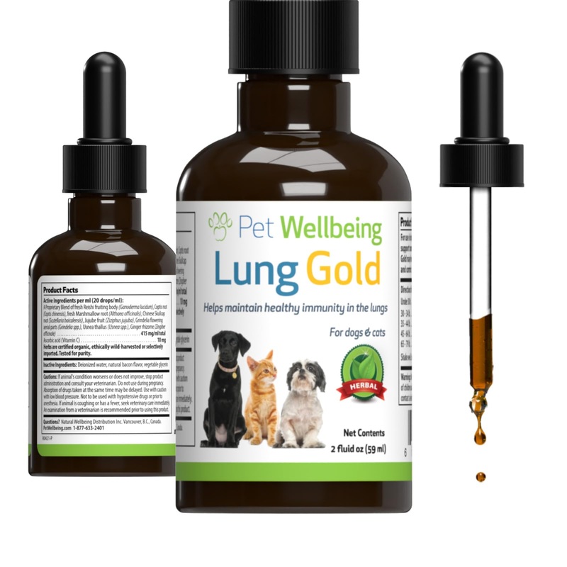 Pet Wellbeing Lung Gold for Dogs – Lung Immune Support, Lower Respiratory Health, Open Airways, Normal Breathing, Reishi, Coptis – Veterinarian-Formulated Herbal Supplement 2 oz (59 ml) 2 fl oz (59 ml)