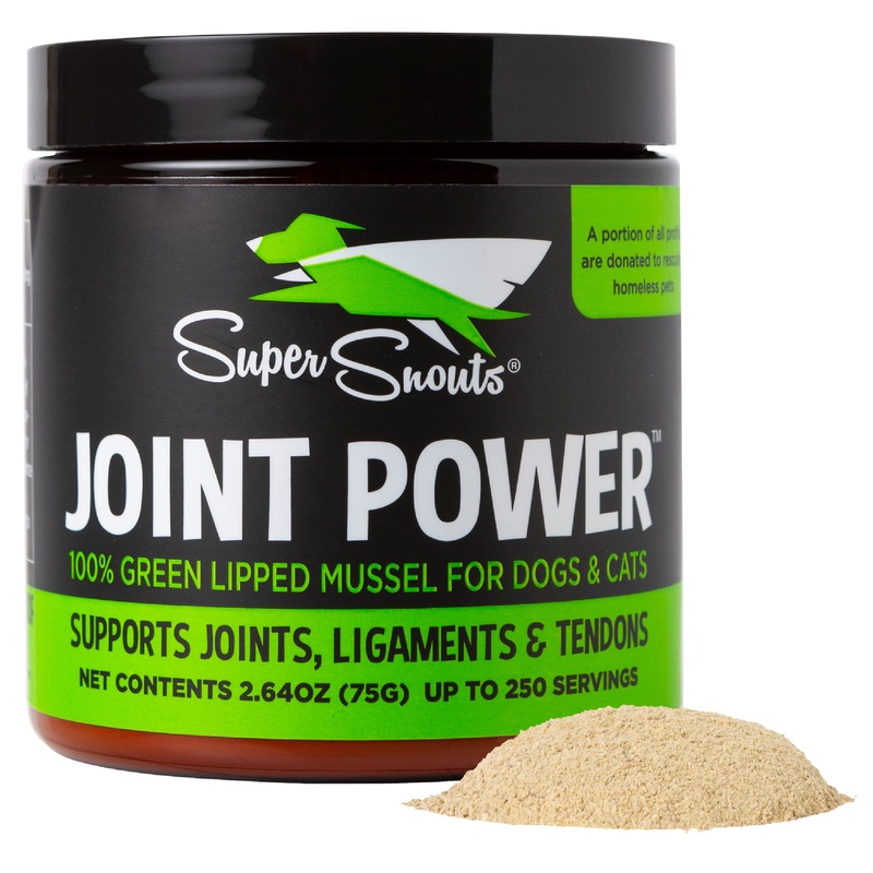 Super Snouts Joint Power Support Supplement for Dogs & Cats (Multiple Sizes) – New Zealand Green Lipped Mussel Powder, Dog Hip and Joint Repair 2.64 oz (Pack of 1)