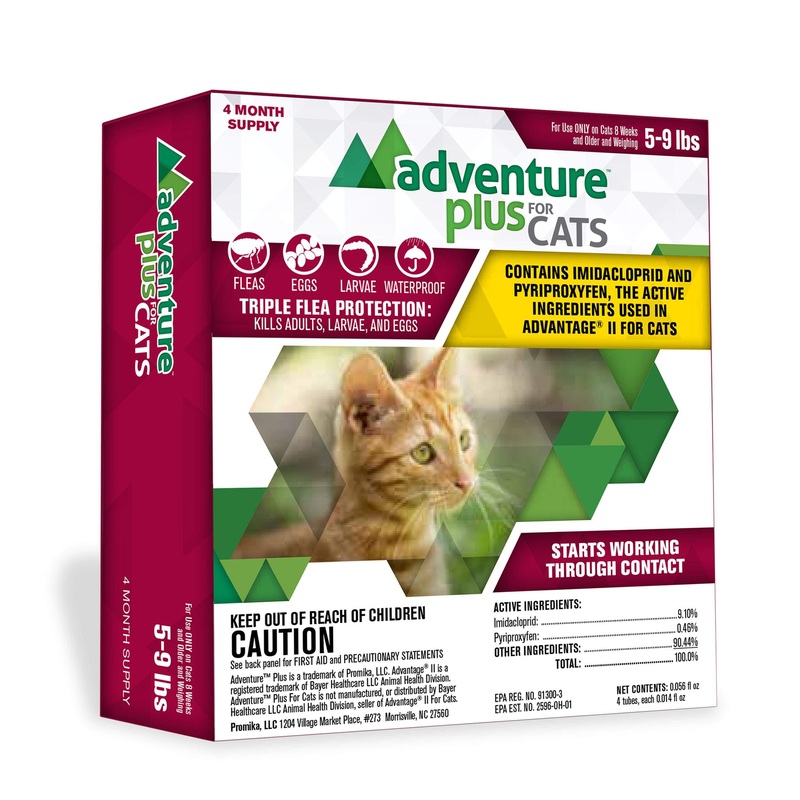Adventure Plus Triple Flea Protection for Cats, 5-9 lbs, Cat Flea Treatment 4 Dose