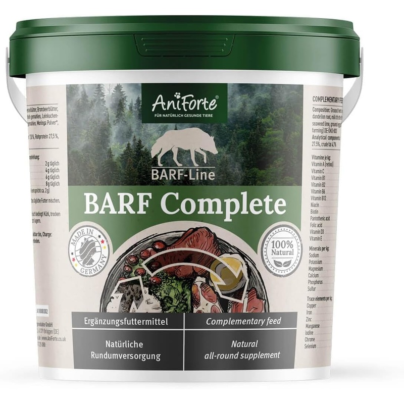 AniForte BARF Complete 1kg for Dogs – 100% Natural Barf Supplement with Minerals, Vitamins & Herbs – Premium Quality, Rich in Calcium & Ideal as Daily All-Round Care for Raw Food Diets