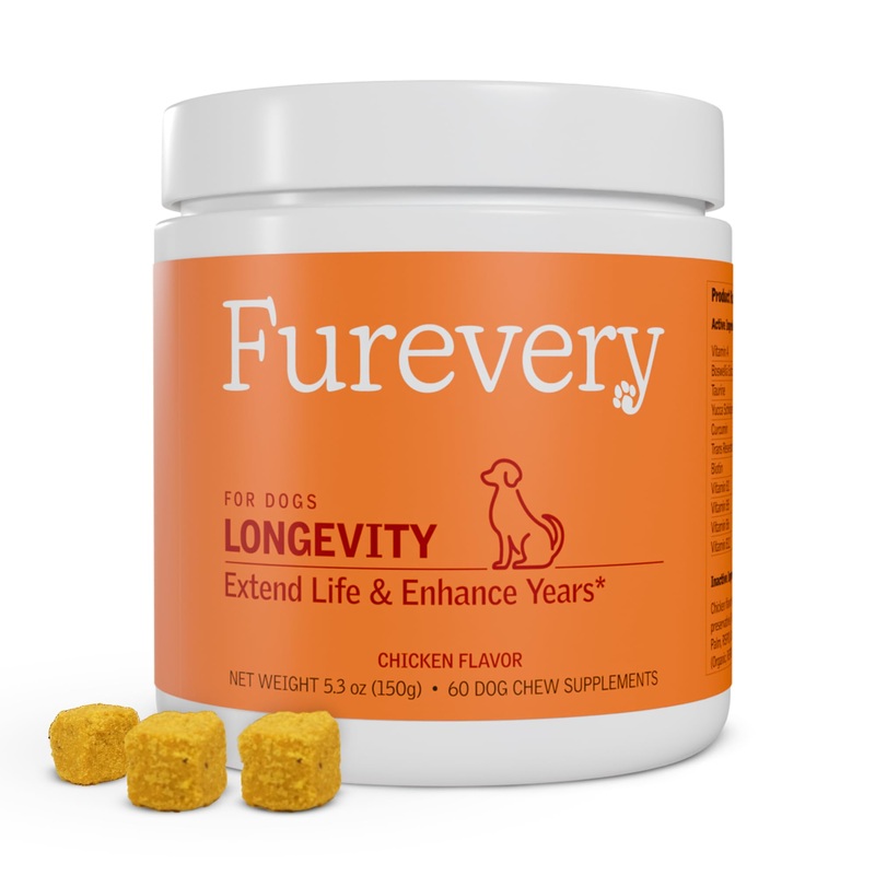 Anti-Aging Chewable Supplement for Dogs with Curcumin, Taurine, Trans-Resveratrol  Science-Backed Ingredients for Dogs to Support Aging, Wellness and Vitality