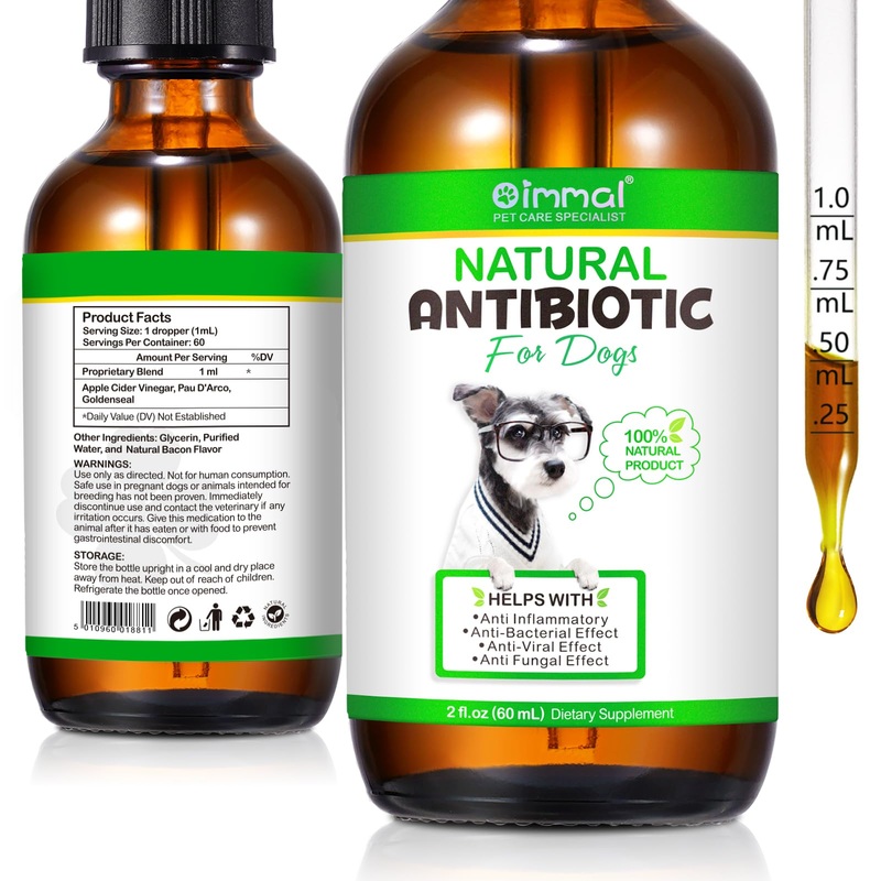 Antibiotics for Dogs, Natural Antibiotics for Dogs, Dog Antibiotics, Dog Multivitamin for Pets, Dog Supplies Antibiotics, Natural Dog Antibiotics Supports Dog Allergy and Itch Relief – 60ML 2 Fl Oz (Pack of 1)