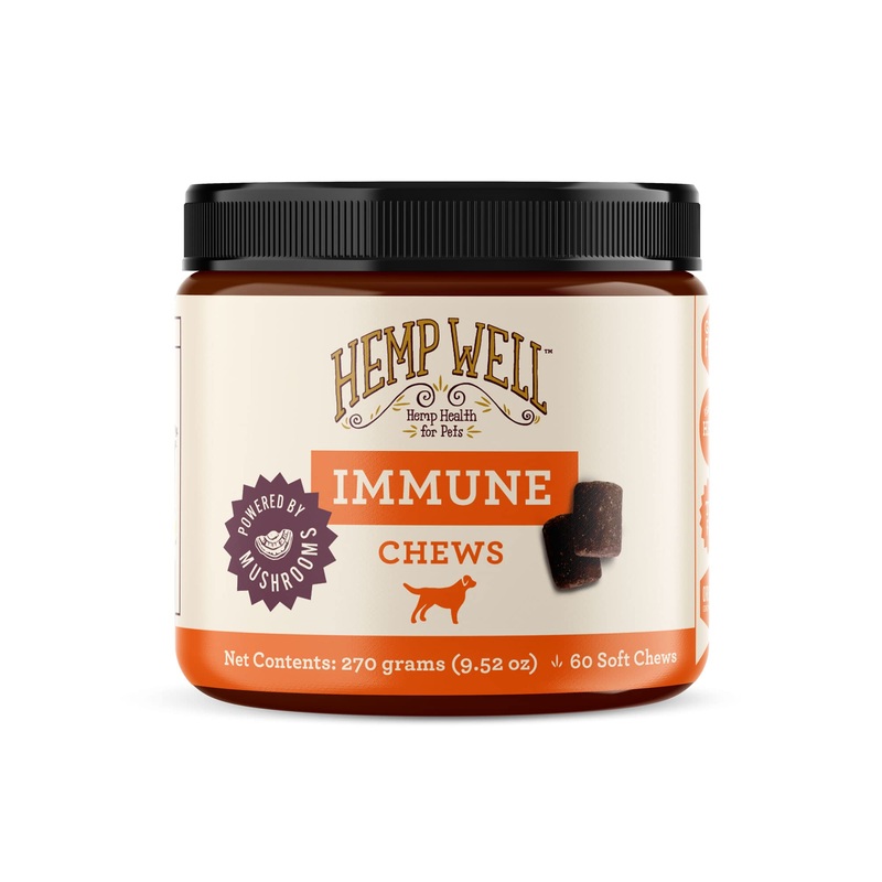 Hemp Well Immune + Allergy Support Dog Soft Chews with Functional Mushrooms and Hemp – 60 Count, Dog Allergy Relief, Itch Relief for Dogs – Dog Vitamins and Supplements for Digestive and Skin Support