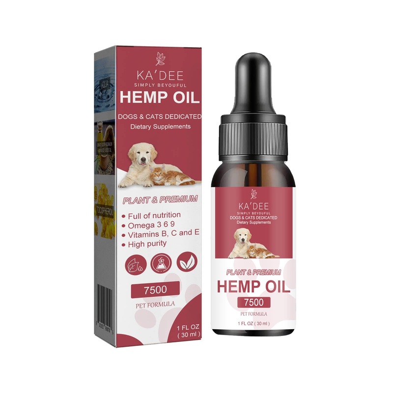 Ka’Dee Simply Beyouful Hemp Oil for Dogs & Cats, 100% Pure Plant-Based Pet Supplement, Non-GMO, Hypoallergenic, 1 fl oz, Brown