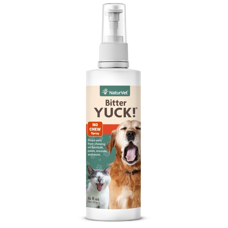 NaturVet  Bitter Yuck – No Chew Spray  Deters Pets from Chewing on Furniture, Paws, Wounds & More  Water Based Formula Does Not Sting or Stain  for Cats & Dogs 16 oz