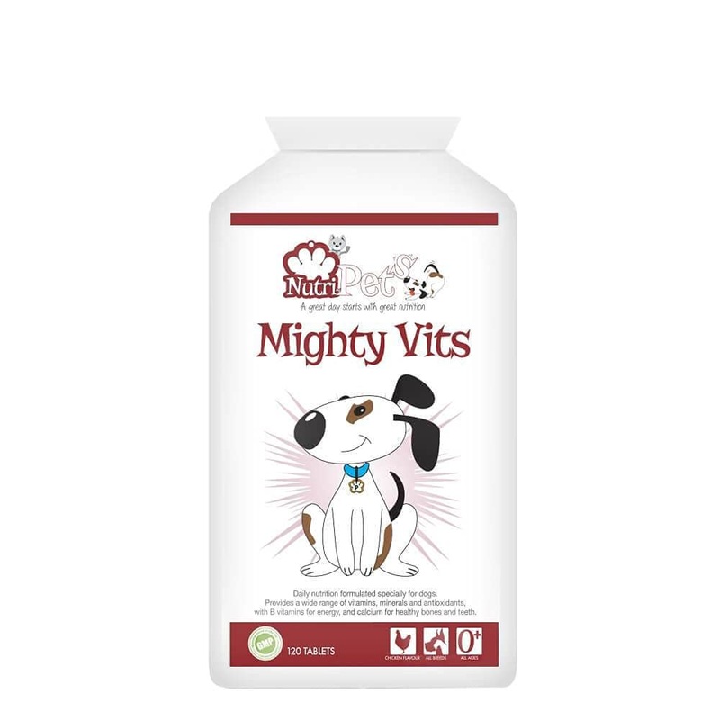 Nutri-Pets Mighty Vits – Premium Quality Formula – Essential Vitamins & Minerals for Dogs ensuring Optimum Health & Wellbeing – 120 Tablets up to 240 Days Supply