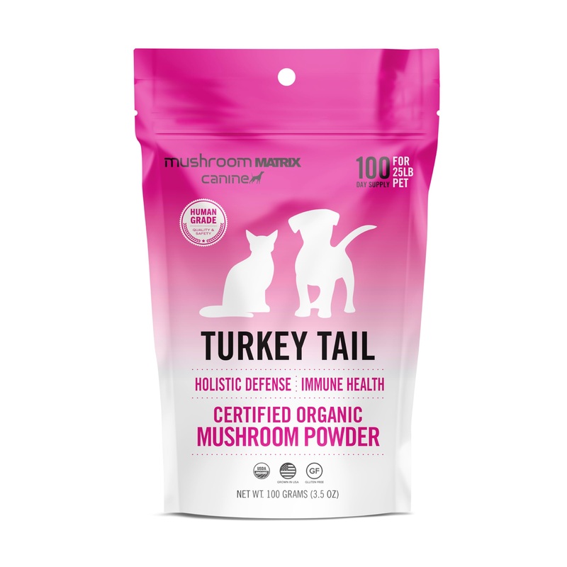 Om Mushroom Matrix Pet – Canine | Turkey Tail | USA Grown Human-Grade Organic Mushroom Powder Pet Supplement | Immunity Support & Holistic Defense for Dogs & Cats | 100 Grams, 3.5 oz