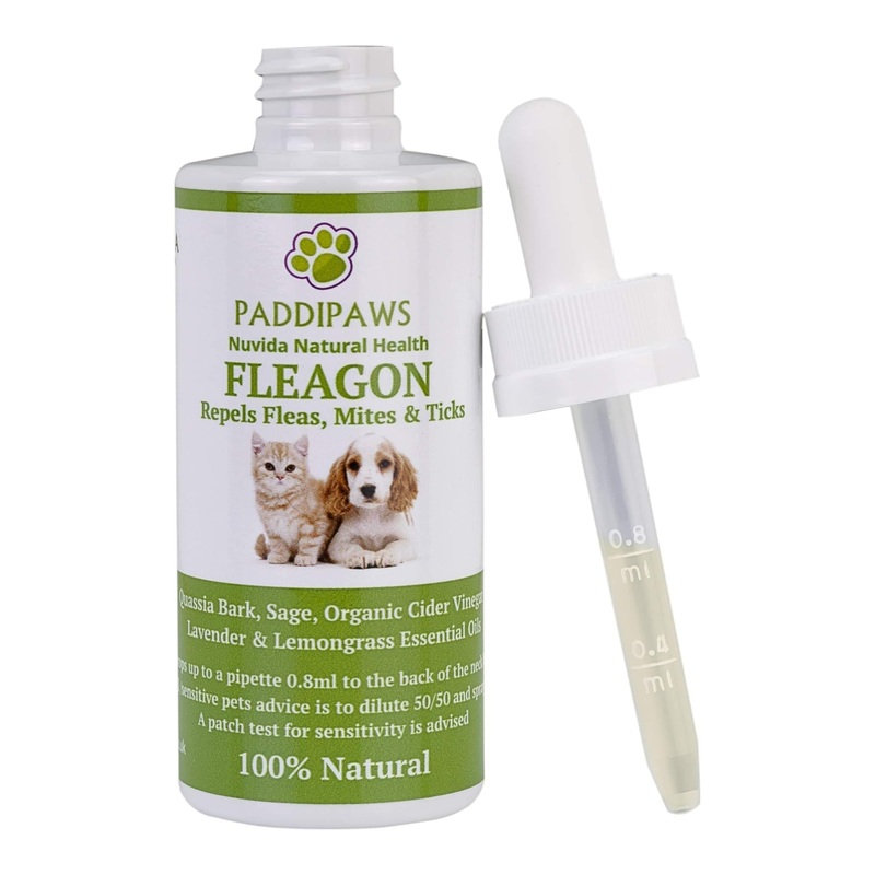 PADDIPAWS Fleagon Spot on – 100% Natural Flea Away Prevention Treatment for Dogs and Cats – Also protects against Mites, Lice and aids Tick Management – One Years Treatment