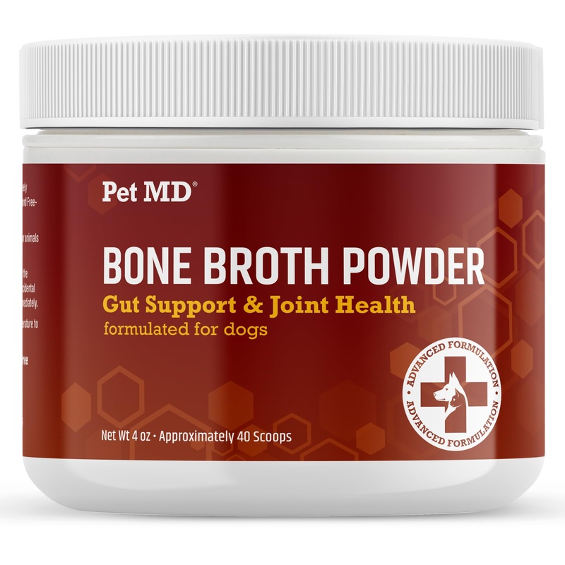 Pet MD Bone Broth for Dogs – Dog Food Toppers with Vitamins, Amino Acids, Natural Joint and Digestion Support – Made from Grade A Free Range Elk Bone Powder – 4 oz