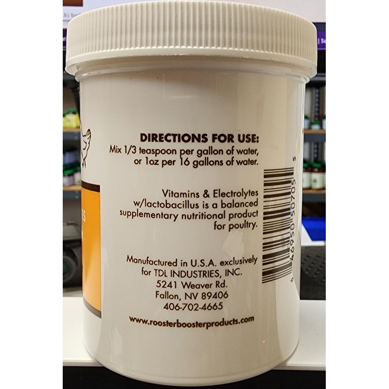 Rooster Booster Vitamins and Electrolytes with Lactobacillus, Natural, 8 oz.