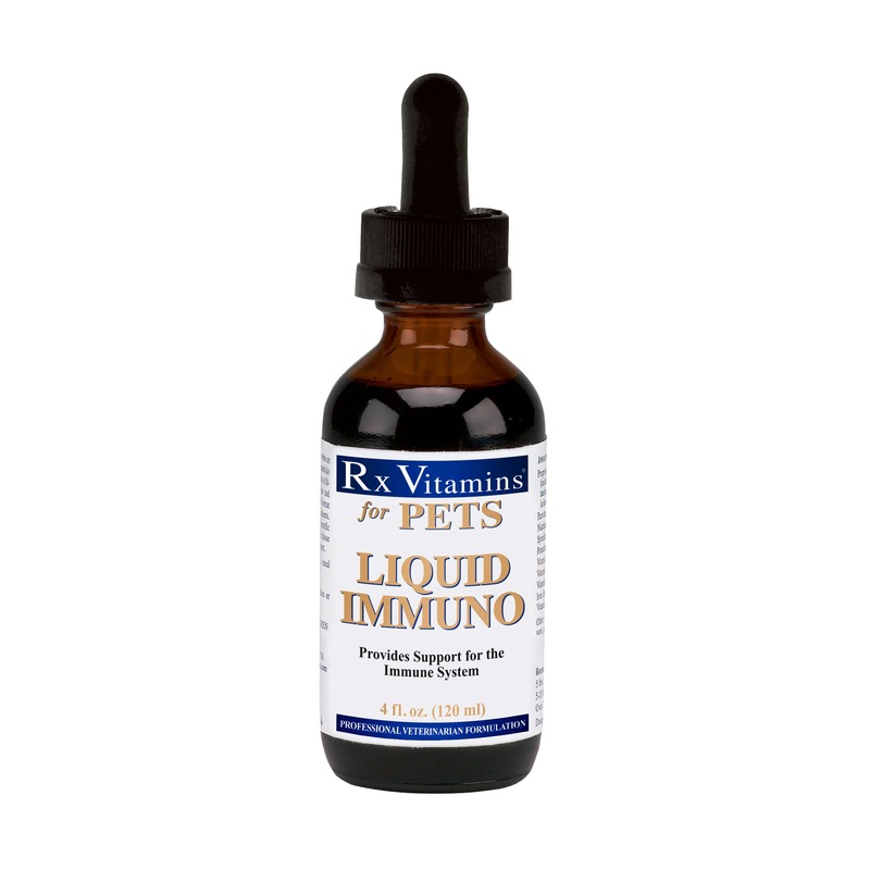 Rx Vitamins Liquid Immuno Dog and Cat Immune Support – L-Lysine for Cats – Reishi Mushroom Supplement for Dogs – Feline & Canine Immune System Support – Bacon Flavor – 4 oz Original Label