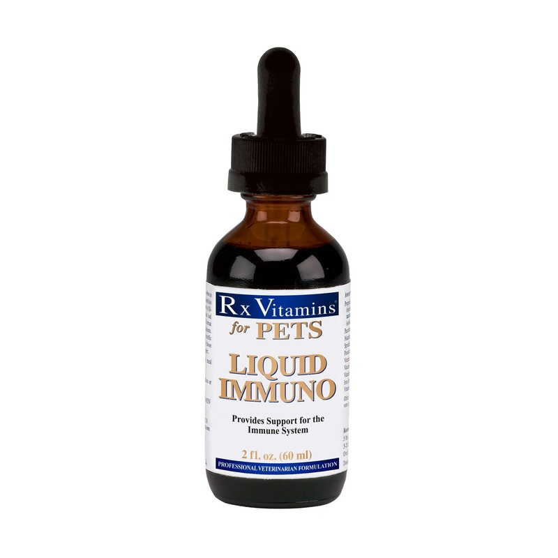 Rx Vitamins Liquid Immuno Dog & Cat Immune Support – Reishi Mushroom Plus L-Lysine for Cats – Dog Immunity Booster Supplement – Bacon Flavor – 2 oz.