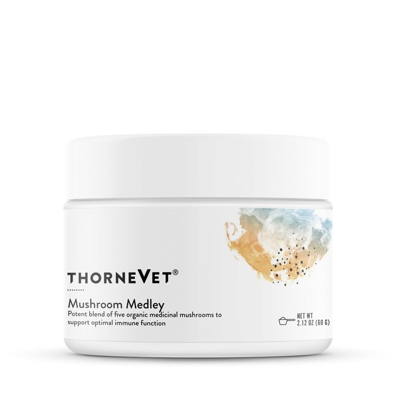 ThorneVet Mushroom Medley for Dogs – Immune System Support Plus Antioxidants – with Reishi, Turkey Tail, Cordyceps, Maitake, and Chaga Mushrooms – Support for Dogs Having Cancer Treatment – 120 Scoops