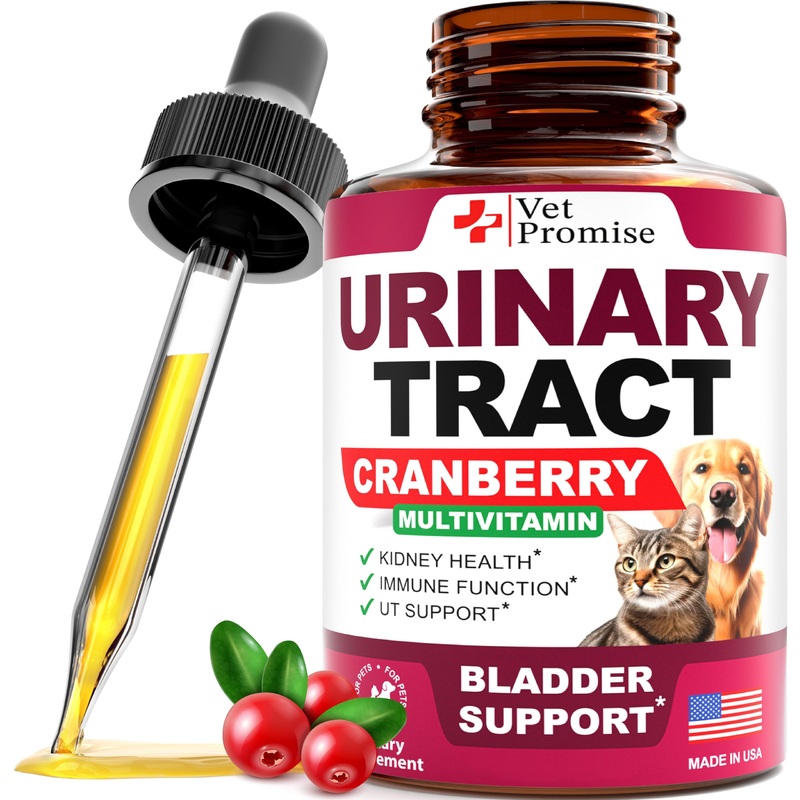 Vet Formulated UTI Drops for Cats & Dogs – Natural Cranberry Bladder & Kidney Support Supplement Multivitamin – Made in USA