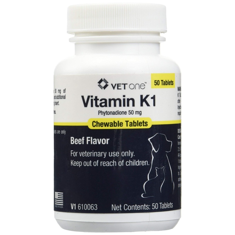 Vet One Vitamin K1 Chewable Tablets – Vitamin K1 for Dogs, Beef-Flavored Chewable Vitamins For Cats and Dogs (50 Tablets, Phytonadione 50mg)