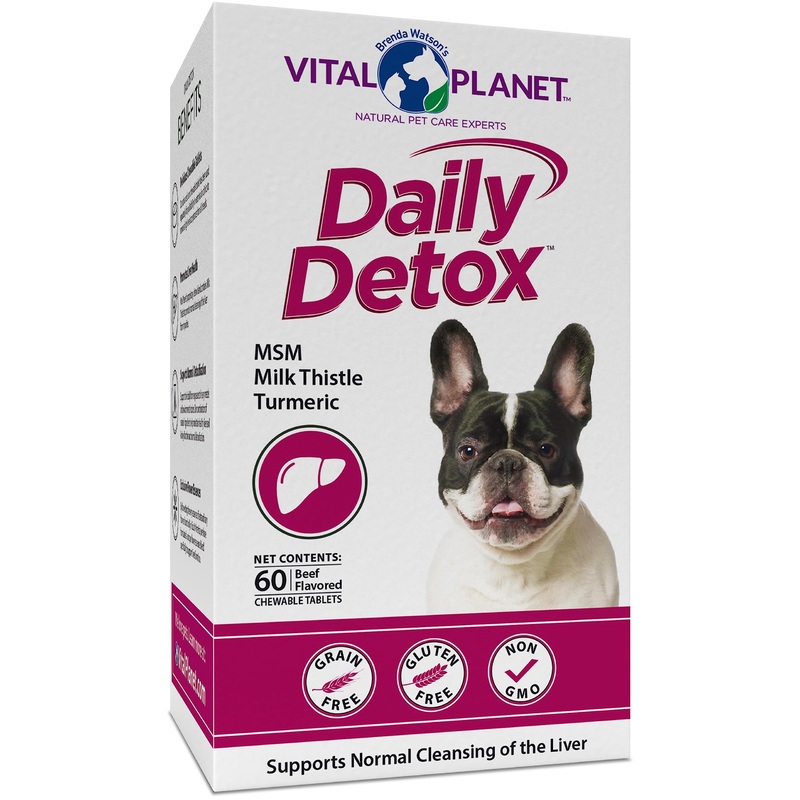 Vital Planet – Daily Detox for Dogs with MSM, Milk Thistle, Spirulina, and Turmeric, Supports The Immune System and Natural Cleansing of The Liver – 60 Beef Flavored Chewable Tablets